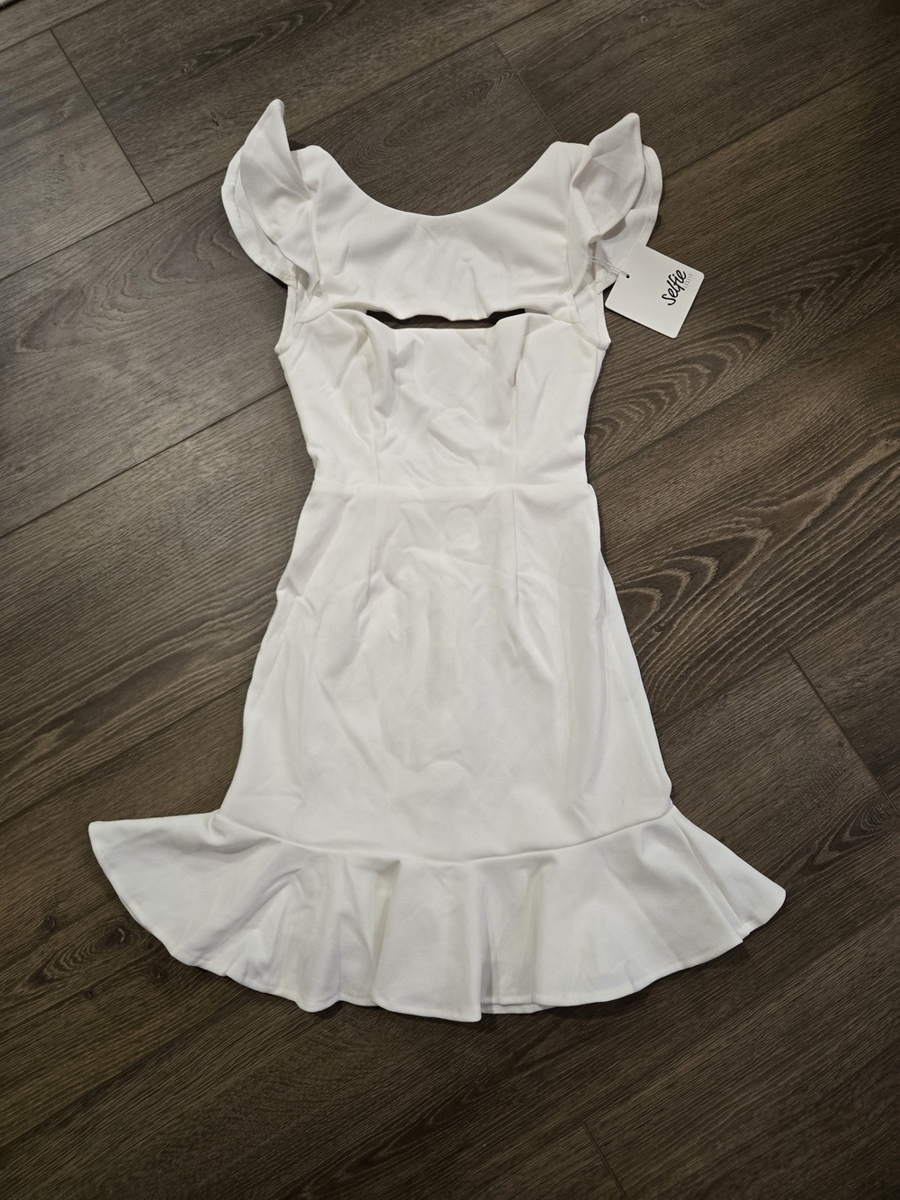 Sage White Mini Dress with Ruffle Hem